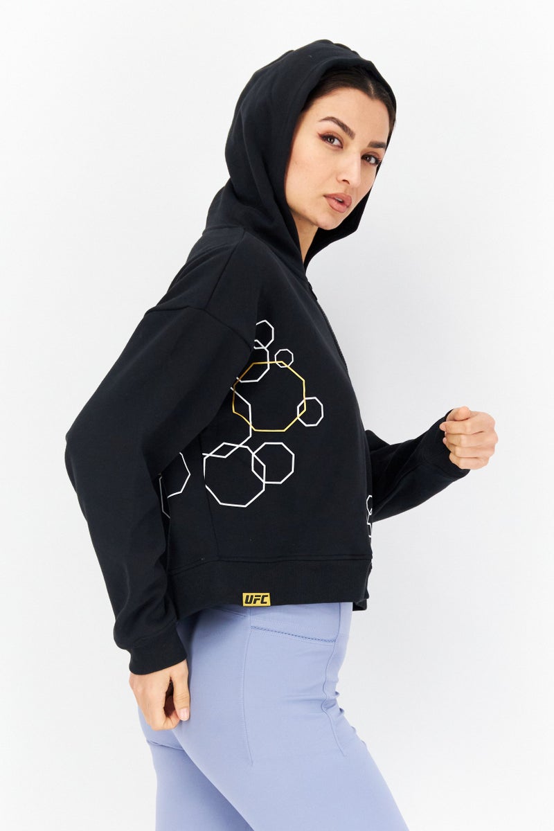 Ufc ملابس رياضية نسائية بأكمام طويلة مناسبة في الهواء الطلق، سوداء - Image 2